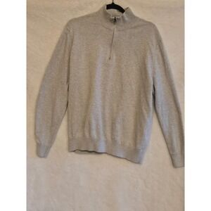 Brooks Brothers Mens XL Supima Cotton Quarter Zip Sweater Light Gray